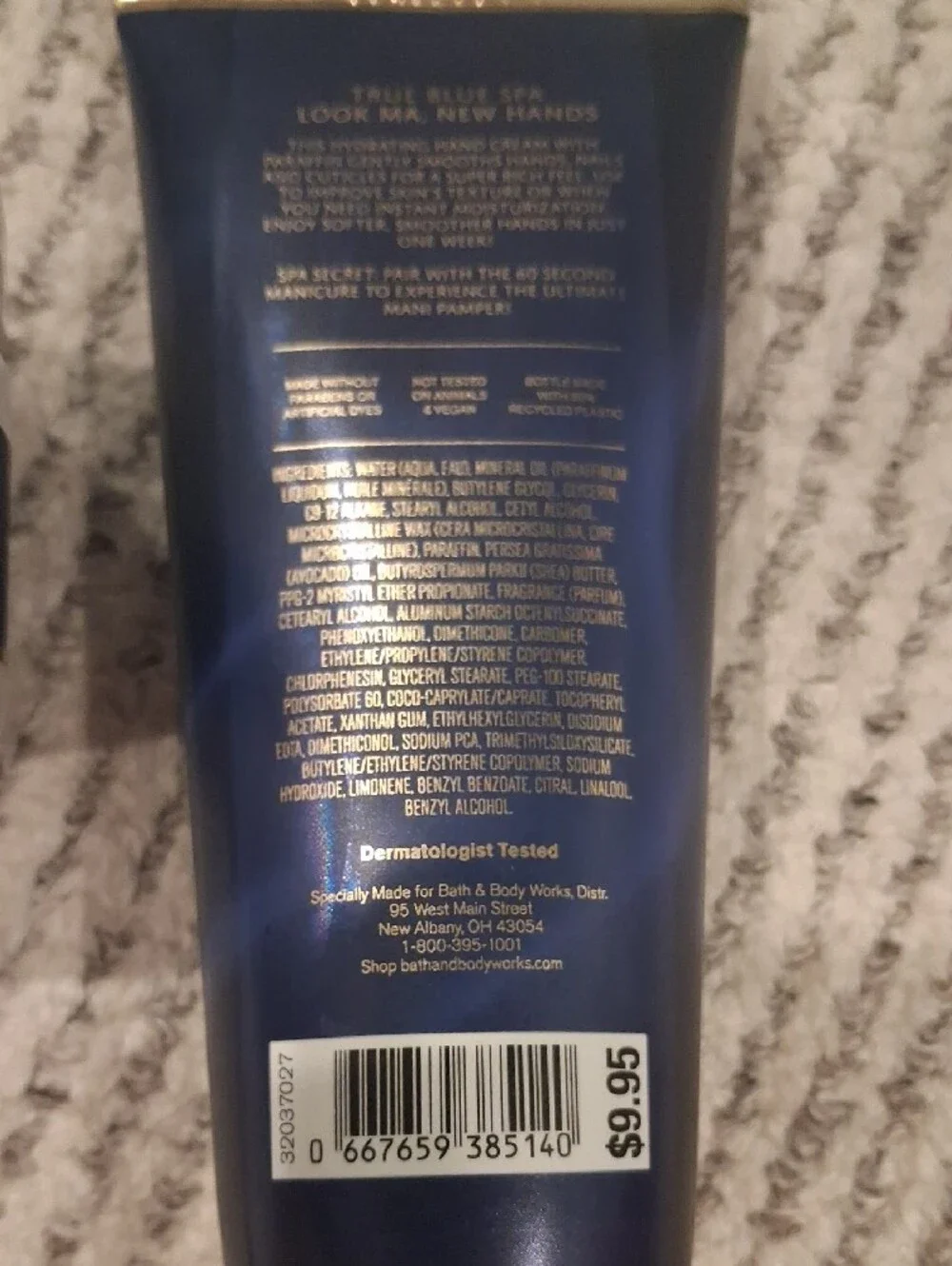 Bath & Body Works True Blue Spa Hand Cream 60 Second manicure Mask